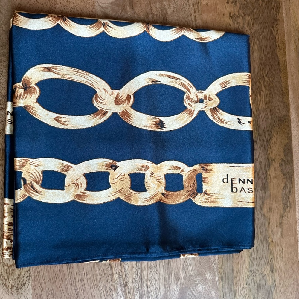 2 Dennis Basso Scarves Blue and Taupe - Picture 7 of 11
